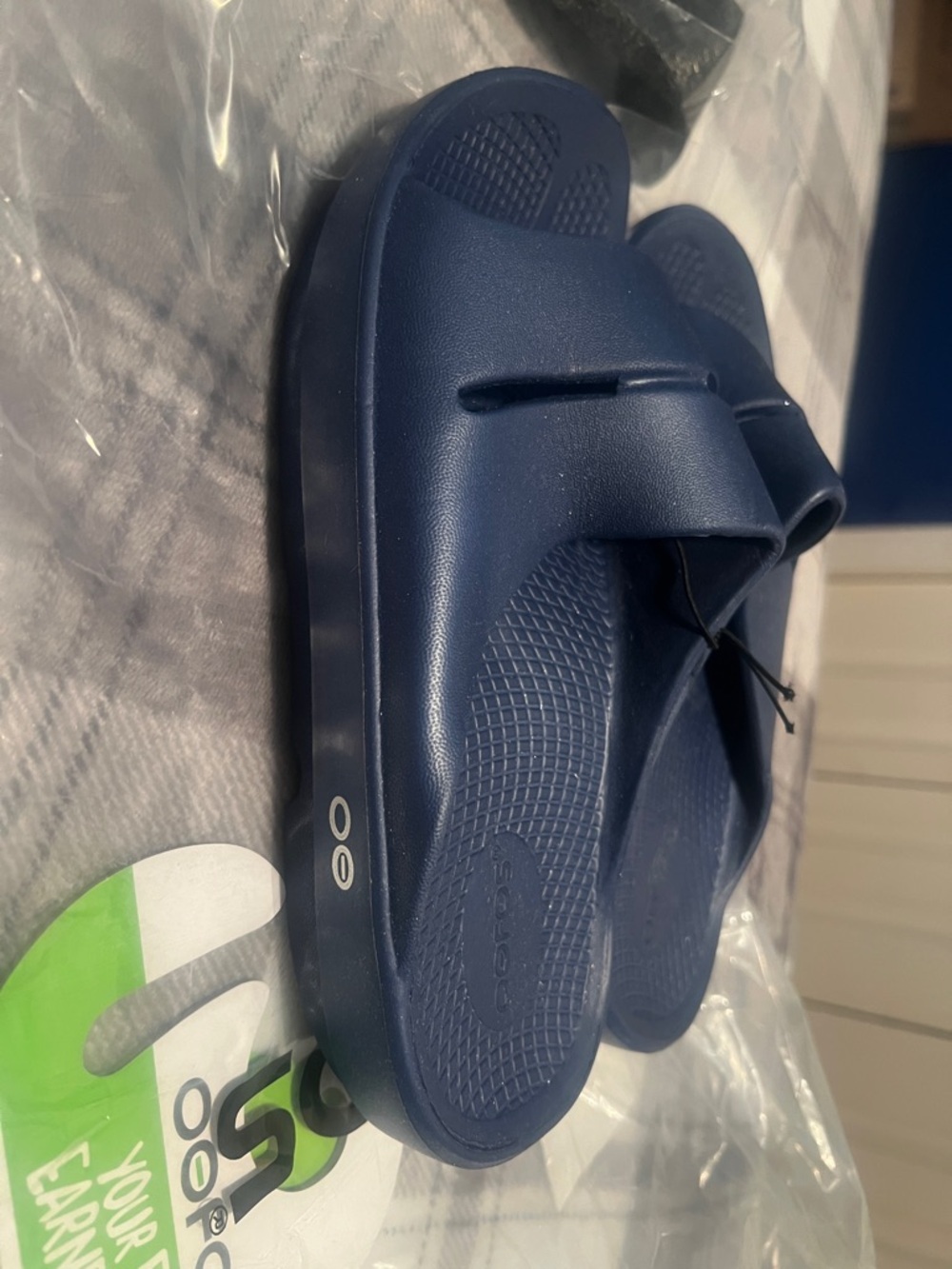 OOFOS Navy Blue Slide Sandals for Women - Picture 3 of 7
